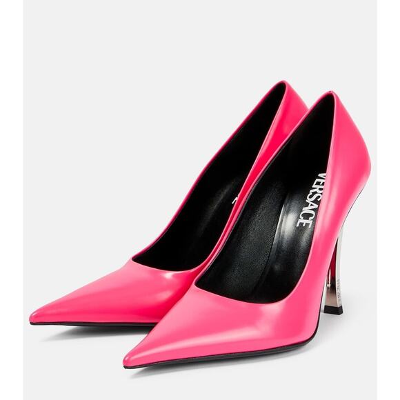 Versace Pin Point Size 38/ US 8 Leather Pointed Toe Pump Heels Pink NWT $1,325 - Picture 3 of 13